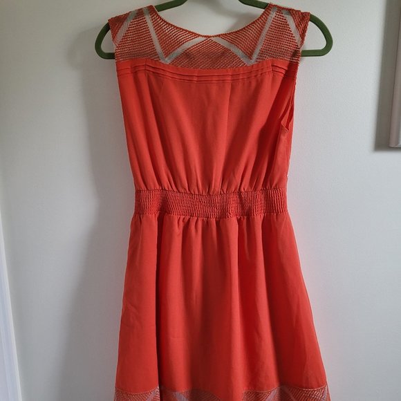 Modcloth "Cayenne and Then" orange A-line dress with embroidery, Size S - Picture 3 of 7